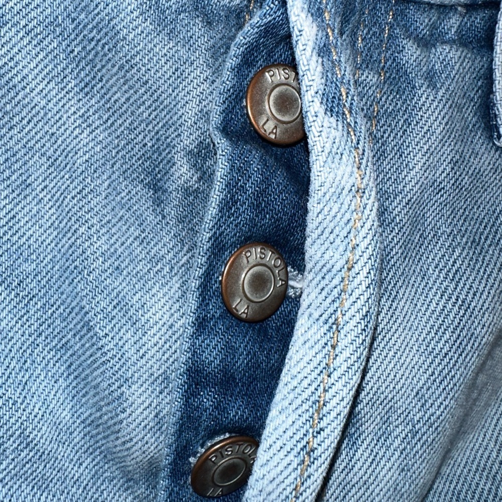 pistola Light Blue Distressed Denim Jean Shorts - Picture 3 of 7
